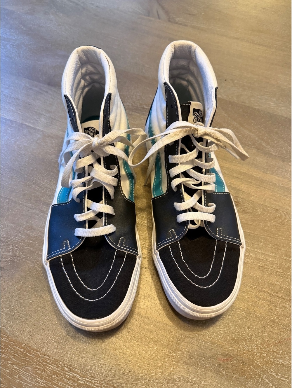 Vans Sk8-Hi High Top Sneakers Men's Size 10 Black White Teal